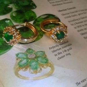 Emerald & Diamond earrings ( Simulated)